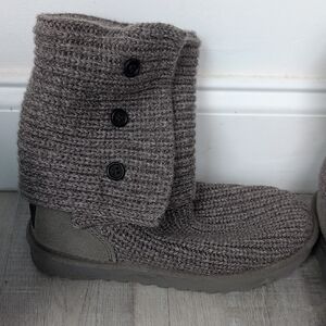 UGG Taupe Knit Button Boots